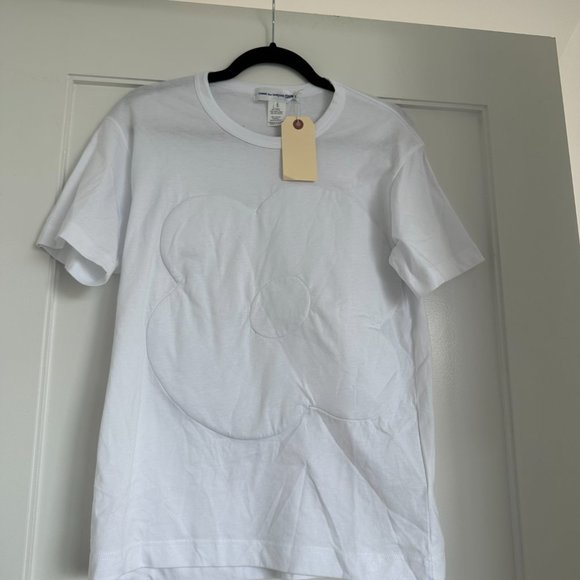 Comme des Garçons T-Shirt Sz S White Cotton Embossed Logo Short Sleeve Tee - Picture 5 of 7